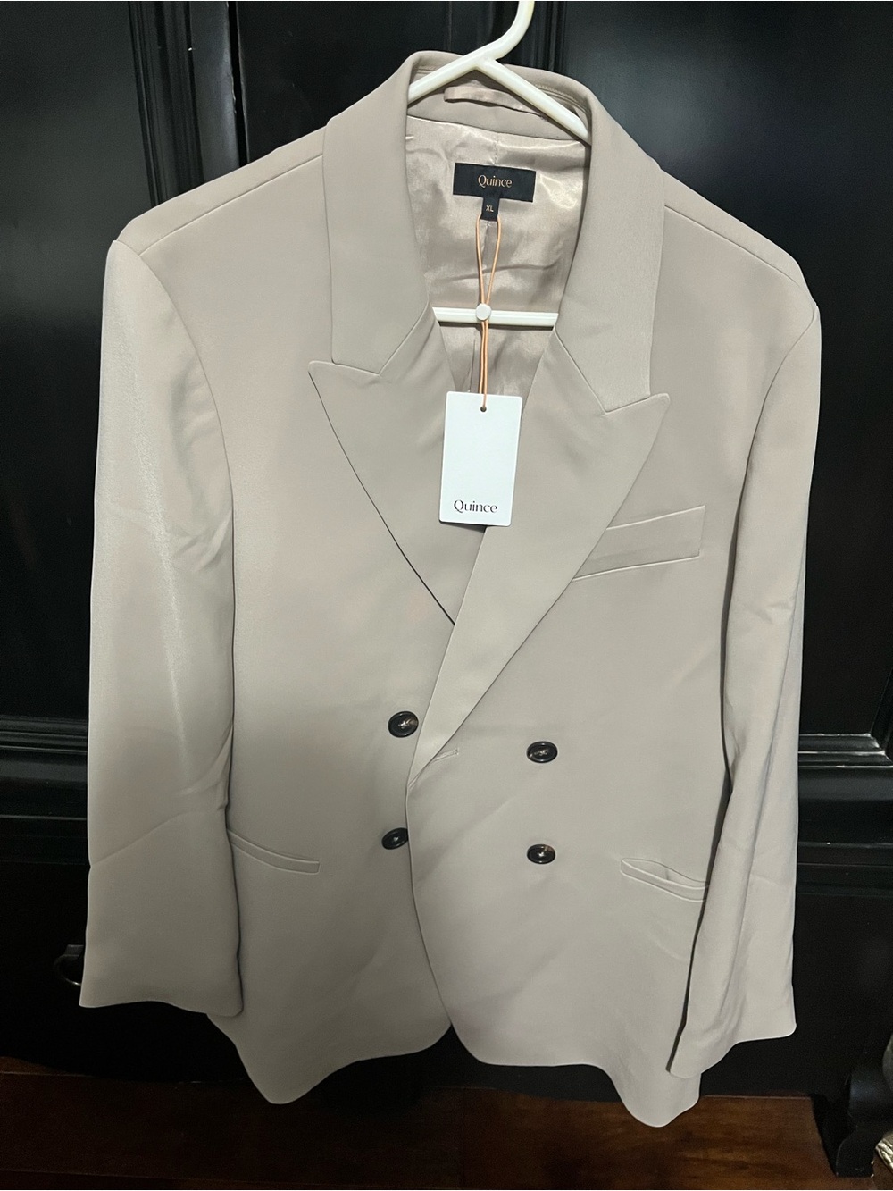 Quince Double-Breasted Blazer in Light Beige